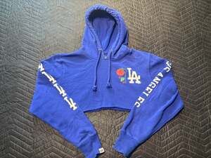 47 Brand Los Angeles Dodgers Blue Rose Cropped Hoodie Women's Size Large